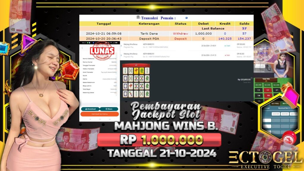 BUKTI JACKPOT SLOT MAHJONG WINS BONUS TERPERCAYA DI INDONESIA TGL 21-10-2024