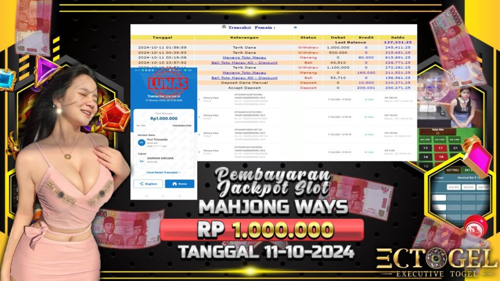 BUKTI JACKPOT SLOT MAHJONG WAYS TERPERCAYA DI INDONESIA TGL 11-10-2024