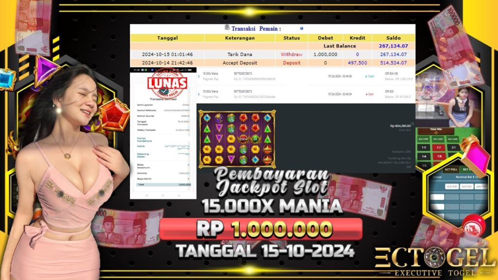 BUKTI JACKPOT SLOT 15.000X MANIA TERPERCAYA DI INDONESIA TGL 15-10-2024