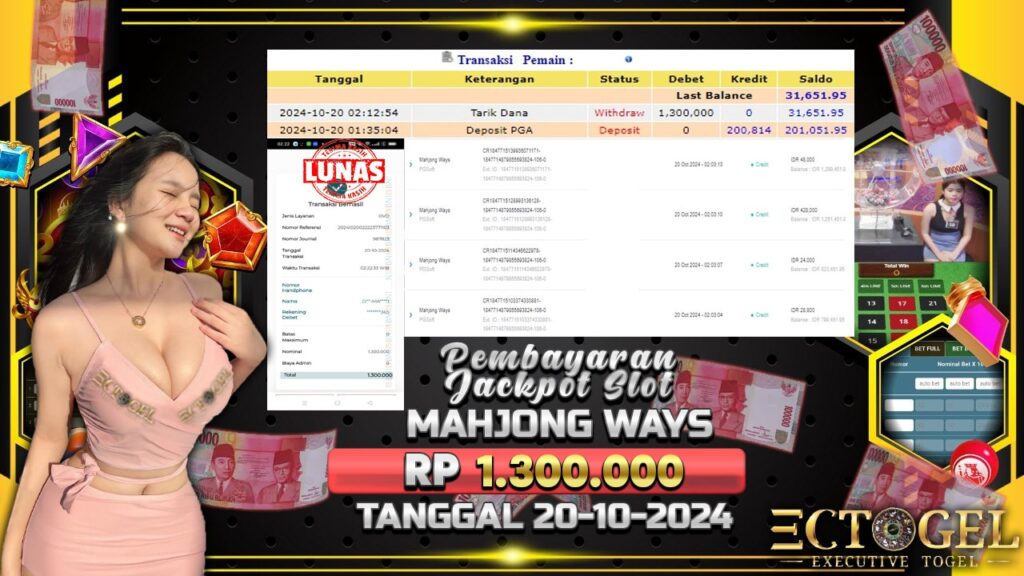 BUKTI JACKPOT SLOT MAHJONG WAYS TERPERCAYA DI INDONESIA TGL 20-10-2024