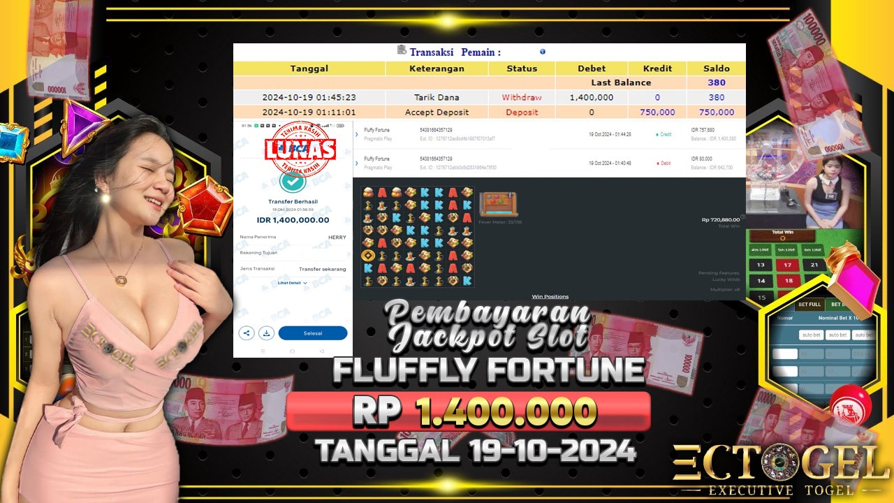 BUKTI JACKPOT SLOT FLUFFY FORTUNE TERPERCAYA DI INDONESIA TGL 19-10-2024