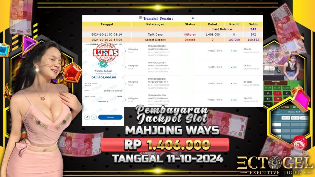 BUKTI JACKPOT SLOT MAHJONG WAYS TERPERCAYA DI INDONESIA TGL 11-10-2024