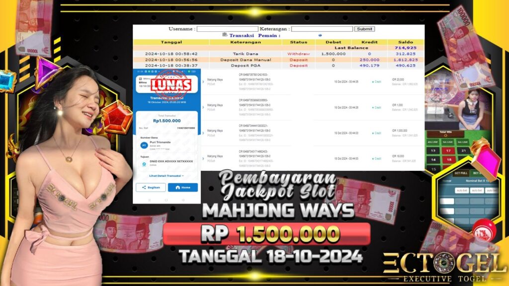 BUKTI JACKPOT SLOT MAHJONG WAYS TERPERCAYA DI INDONESIA TGL 18-10-2024