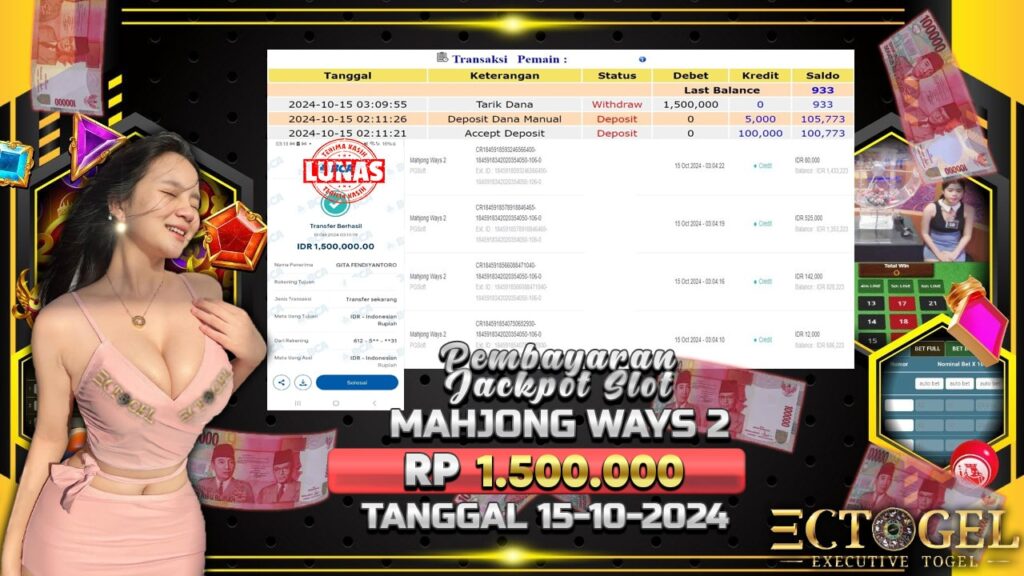 BUKTI JACKPOT SLOT MAHJONG WAYS 2 TERPERCAYA DI INDONESIA TGL 15-10-2024