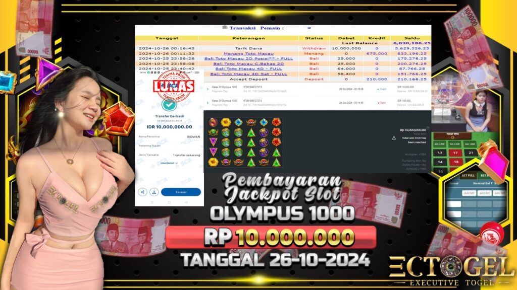 BUKTI JACKPOT SLOT GATES OF OLYMPUS 1000 TERPERCAYA DI INDONESIA TGL 26-10-2024