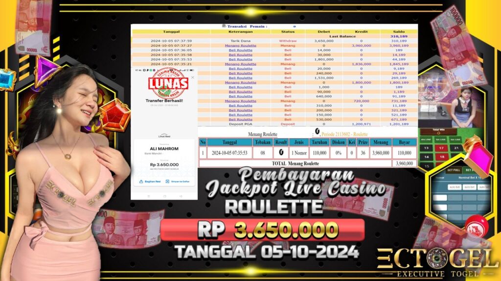 BUKTI JACKPOT ROULETTE TERPERCAYA DI INDONESIA TGL 05-10-2024