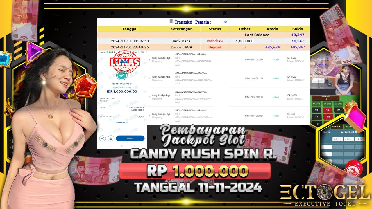 BUKTI JACKPOT SLOT CANDY RUSH SPIN ROYAL TERPERCAYA DI INDONESIA TGL 11-11-2024