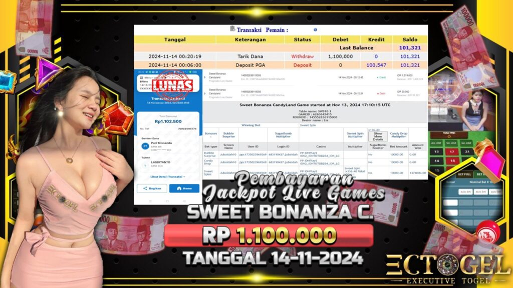 BUKTI JACKPOT SWEET BONANZA CANDYLAND TERPERCAYA DI INDONESIA TGL 14-11-2024