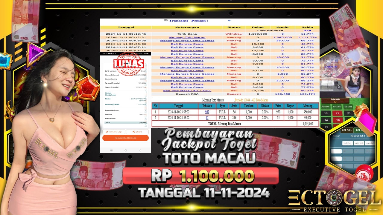 BUKTI JACKPOT TOGEL TOTO MACAU TERPERCAYA DI INDONESIA TGL 11-11-2024